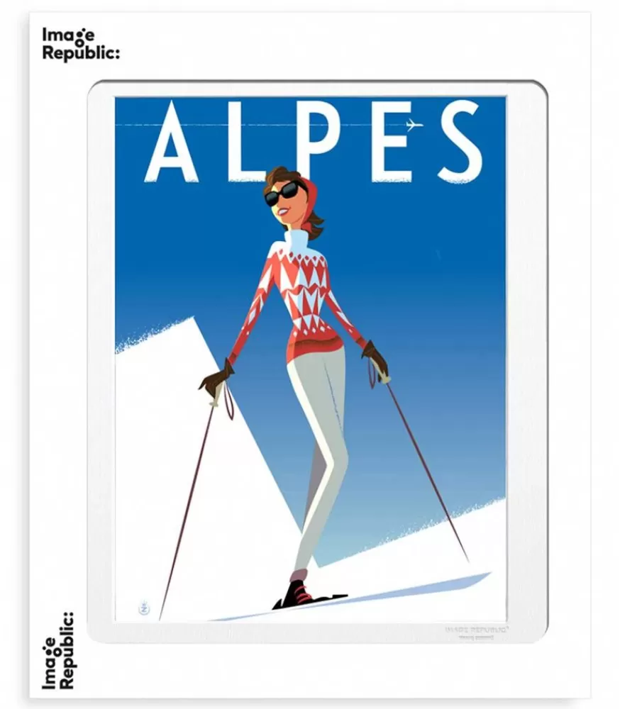 Image Republic Affiche Monsieur Z Alpes Fille Rouge 56 X 76 Cm