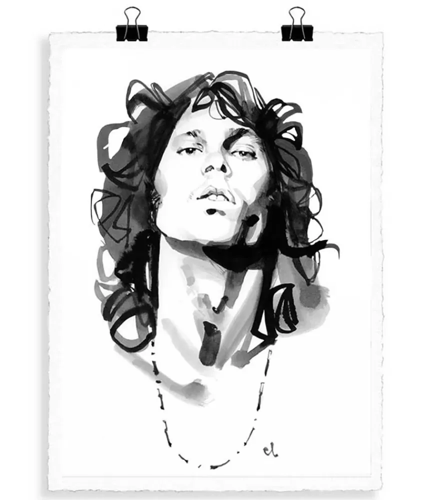 Image Republic Affiche Portrait M7 Jim Morrison Noir&Blanc 56 X 76 Cm