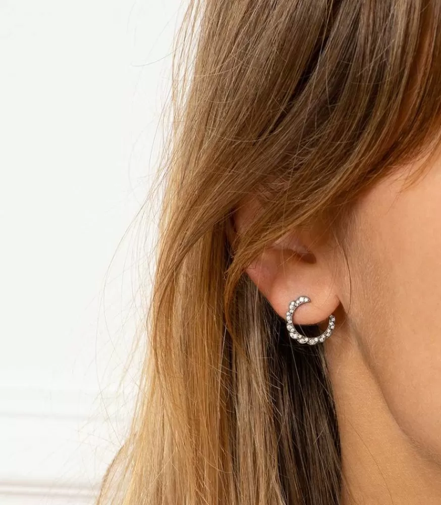 Femme Stone Paris Ama Boucle D'Oreille Gauche Or Noir Et Diamants
