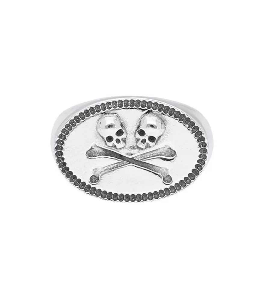 Femme Corpus Christi Bague Chevaliere Twins Skulls En Argent