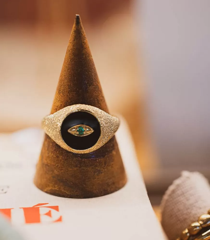 Femme Feidt Paris Bague Oeil Ibiza Or Jaune Et Resine Coloree