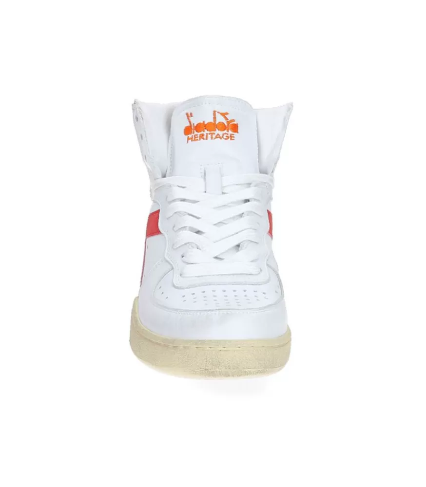 Femme Diadora Baskets Heritage Mi Used Blanc/Corail