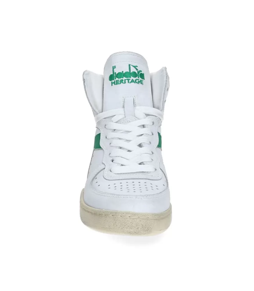 Femme Diadora Baskets Heritage Mi Used Blanc/Verde Verdeggiante