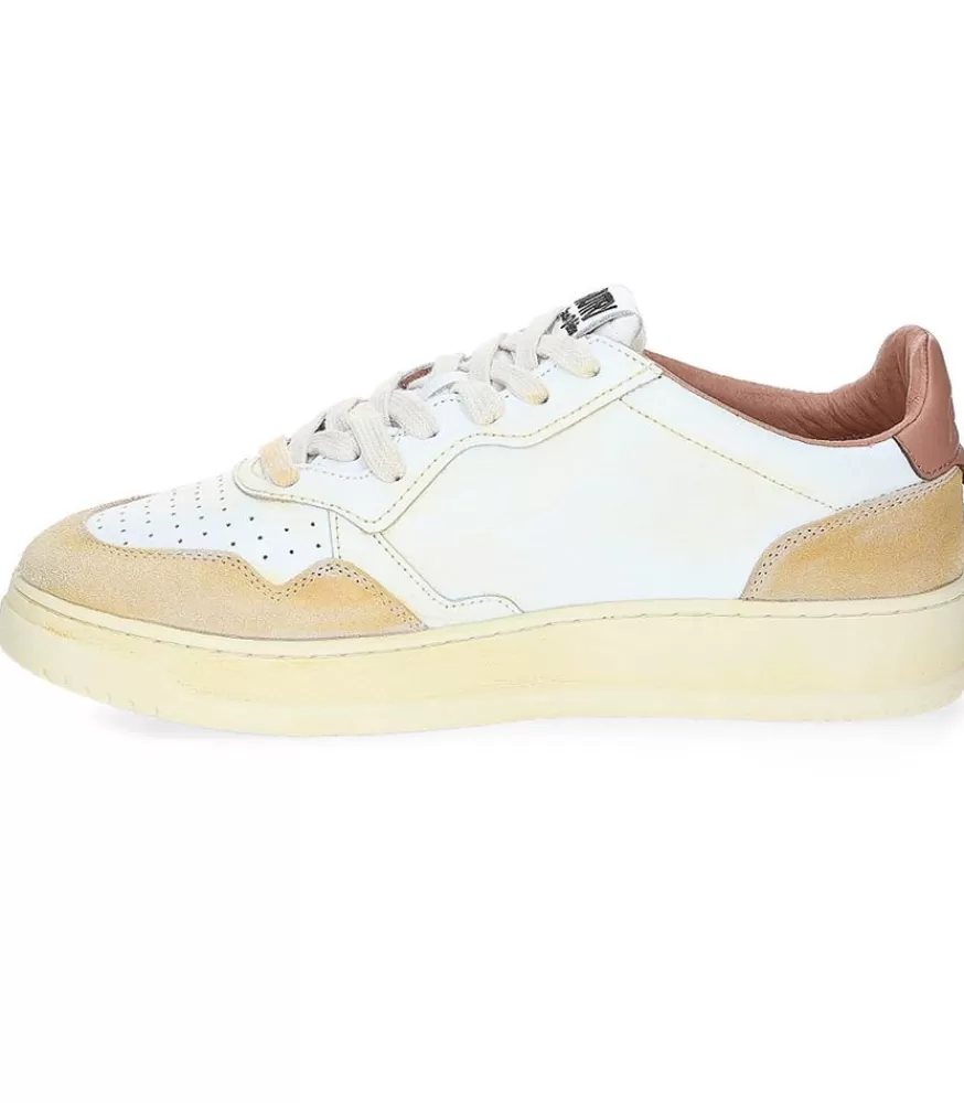 Homme Autry Baskets Homme Super Vintage Low Blanc Et Cafe