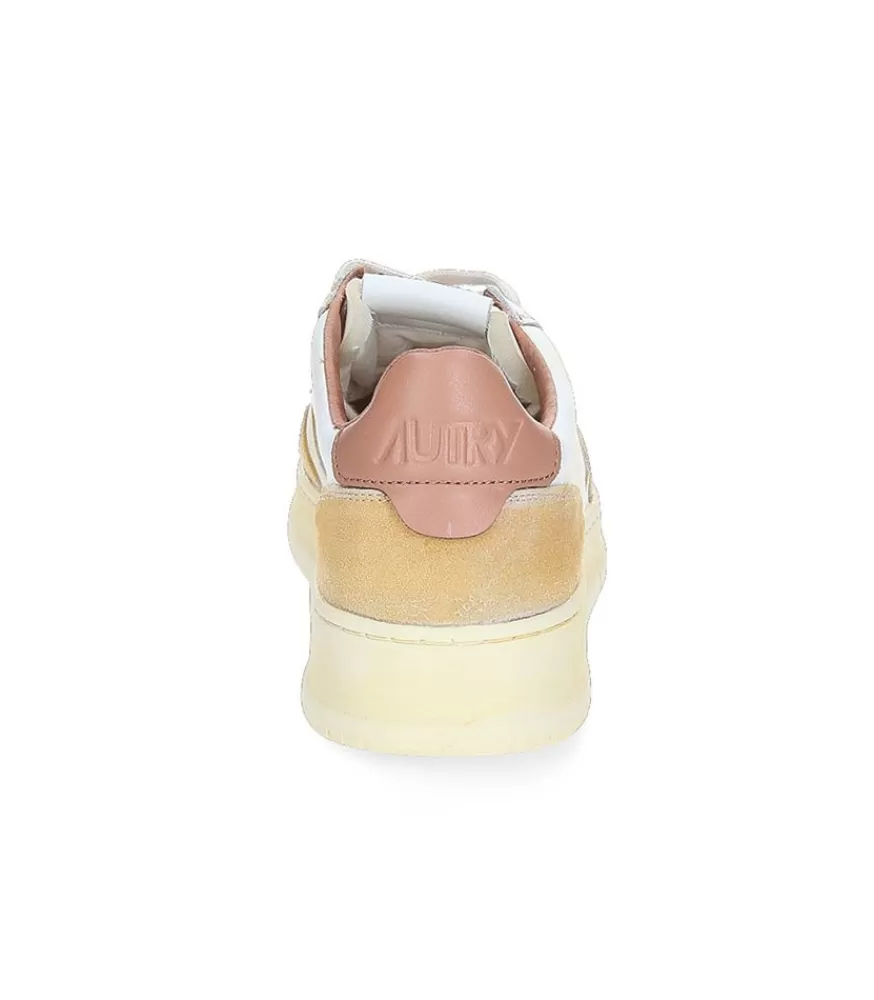 Homme Autry Baskets Homme Super Vintage Low Blanc Et Cafe