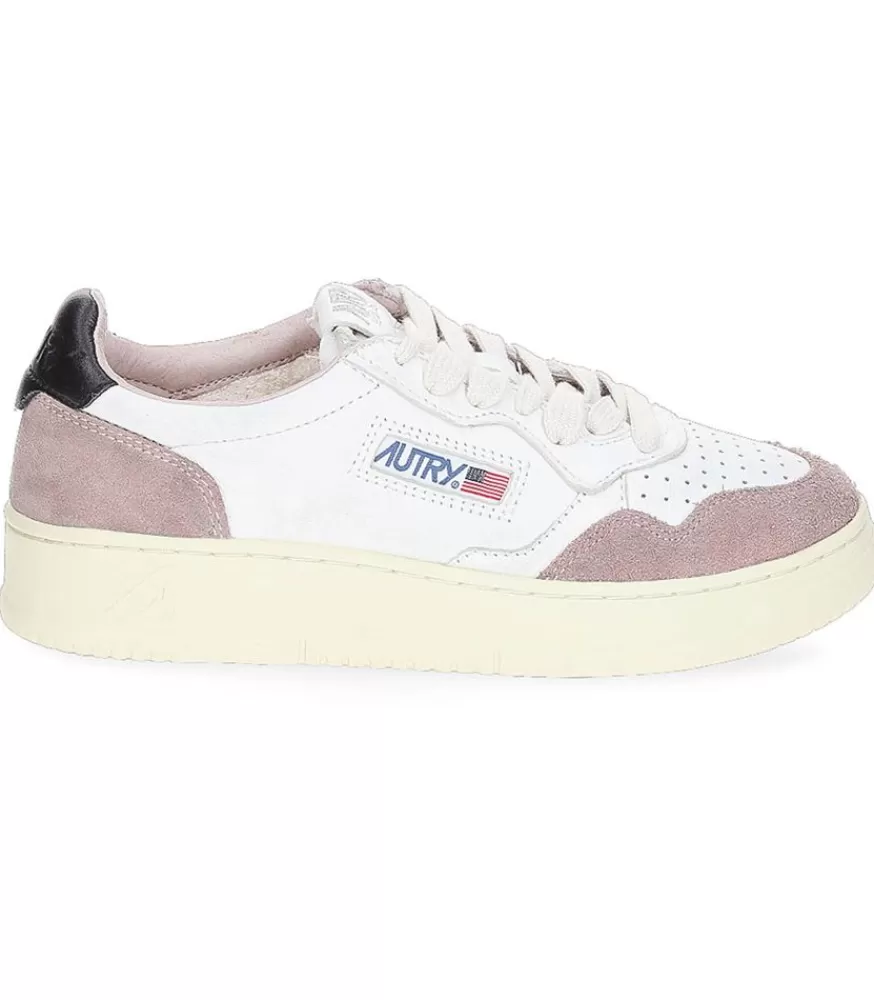 Femme Autry Baskets Medalist Low En Cuir Suede Powder Black