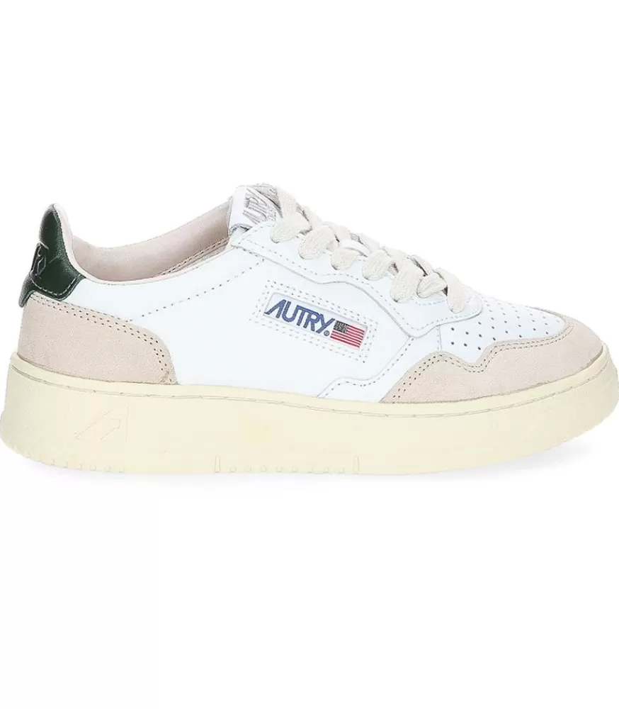 Femme Autry Baskets Medalist Low En Daim Et Cuir Blanc Et Mount
