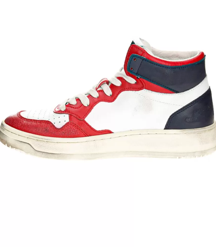 Femme Autry Baskets Medalist Super Vintage Blanc Rouge Bleu