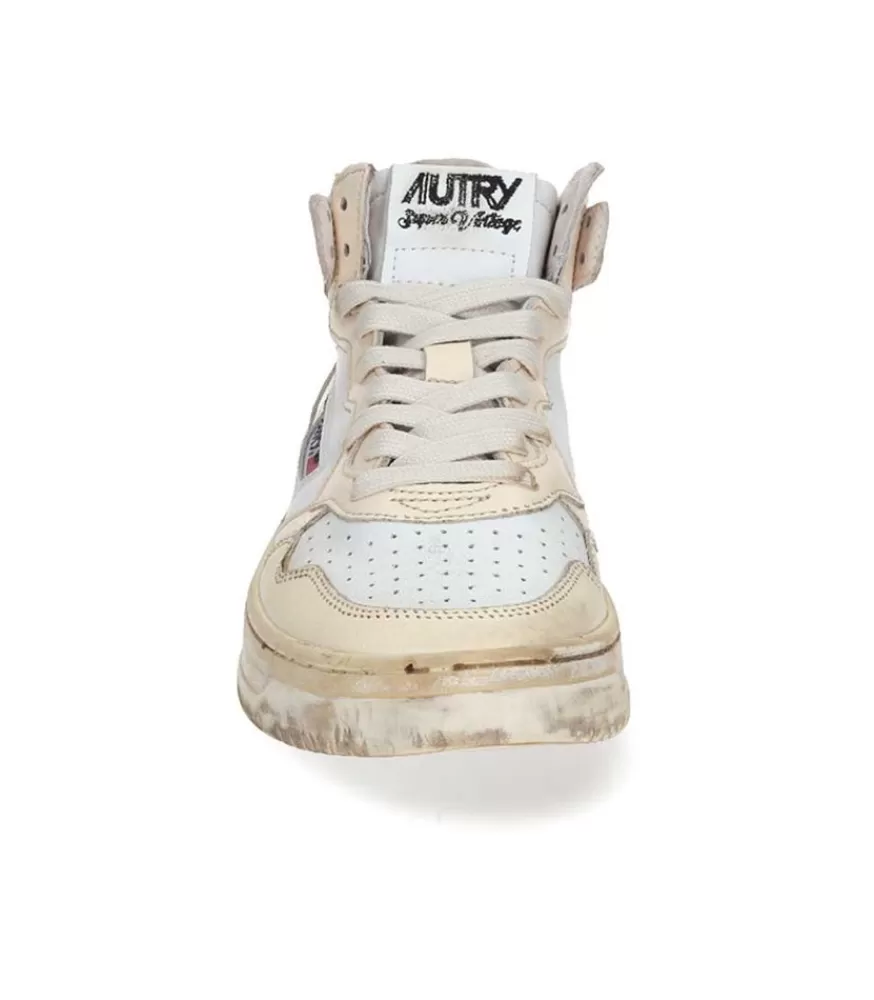 Femme Autry Baskets Medalist Super Vintage Mid Leather White/Ivory