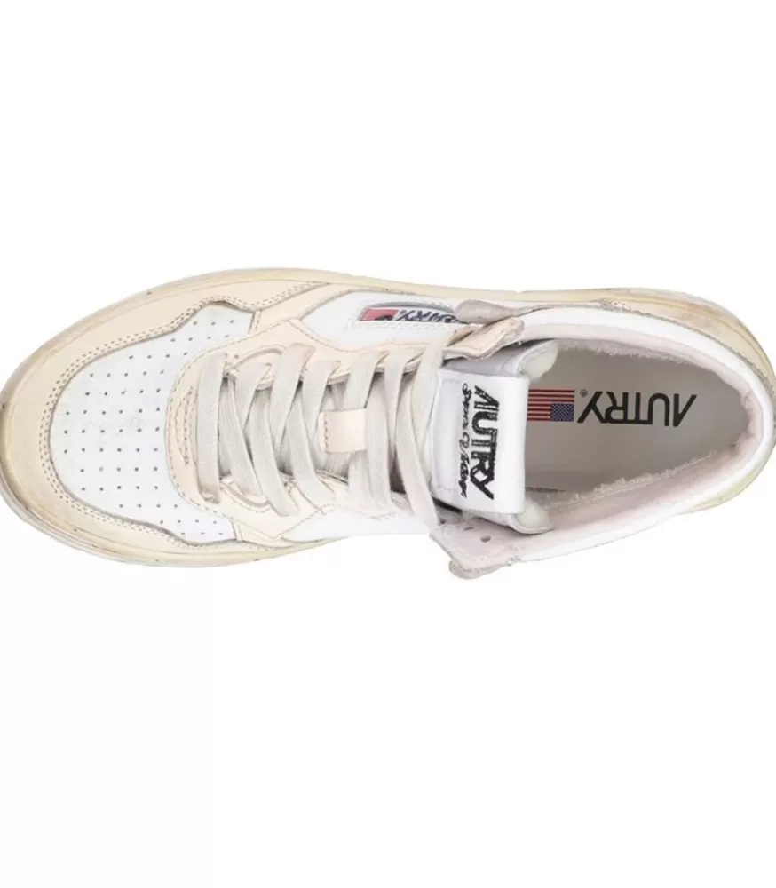 Femme Autry Baskets Medalist Super Vintage Mid Leather White/Ivory