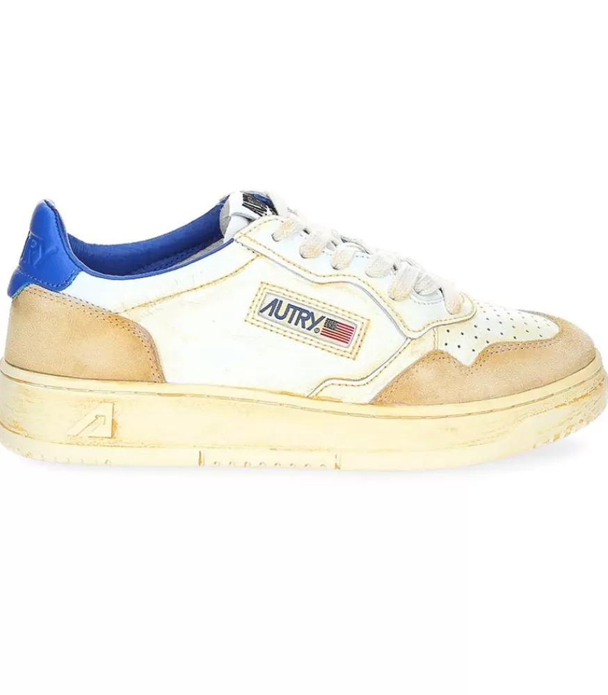 Femme Autry Baskets Super Vintage Low Blanc Et Bleu