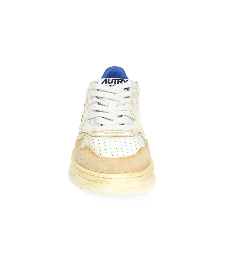 Femme Autry Baskets Super Vintage Low Blanc Et Bleu