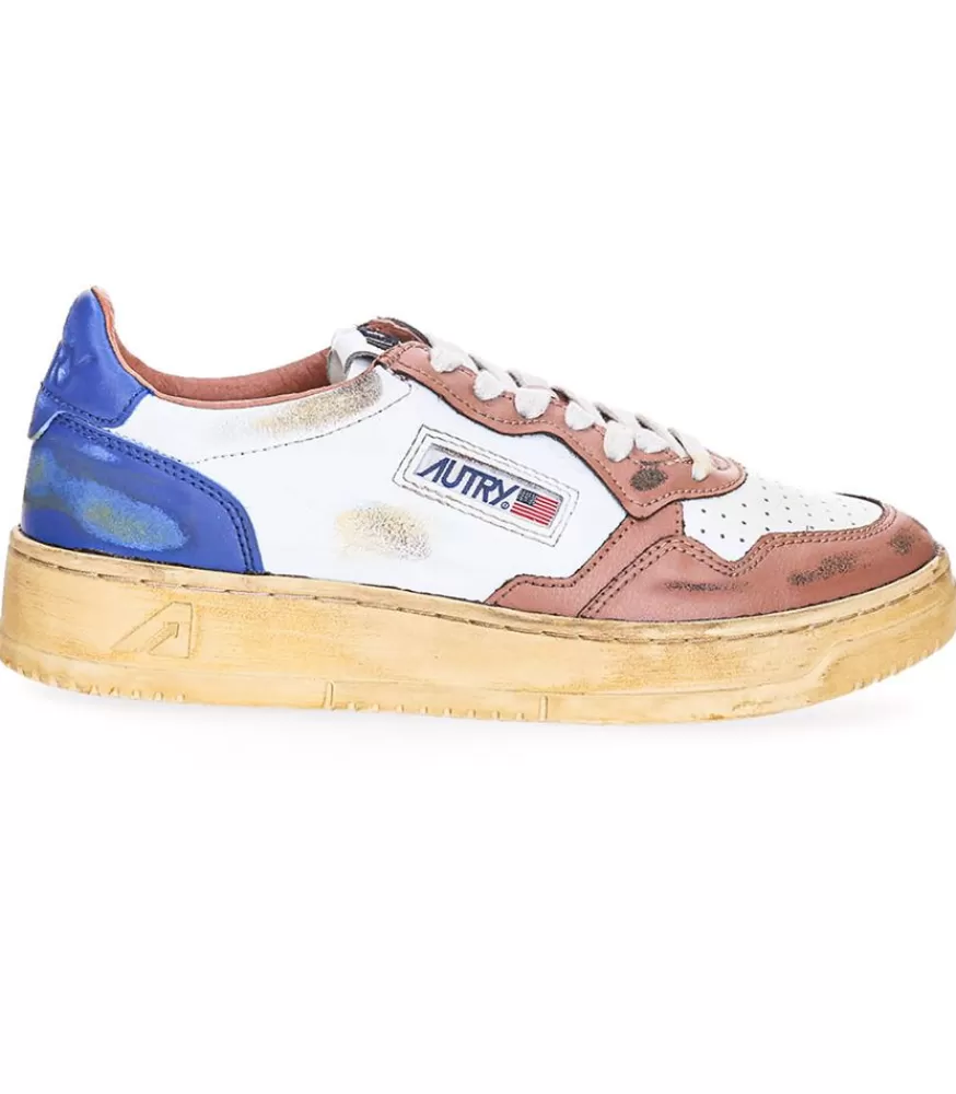 Femme Autry Baskets Super Vintage Low Blue Et Cafe