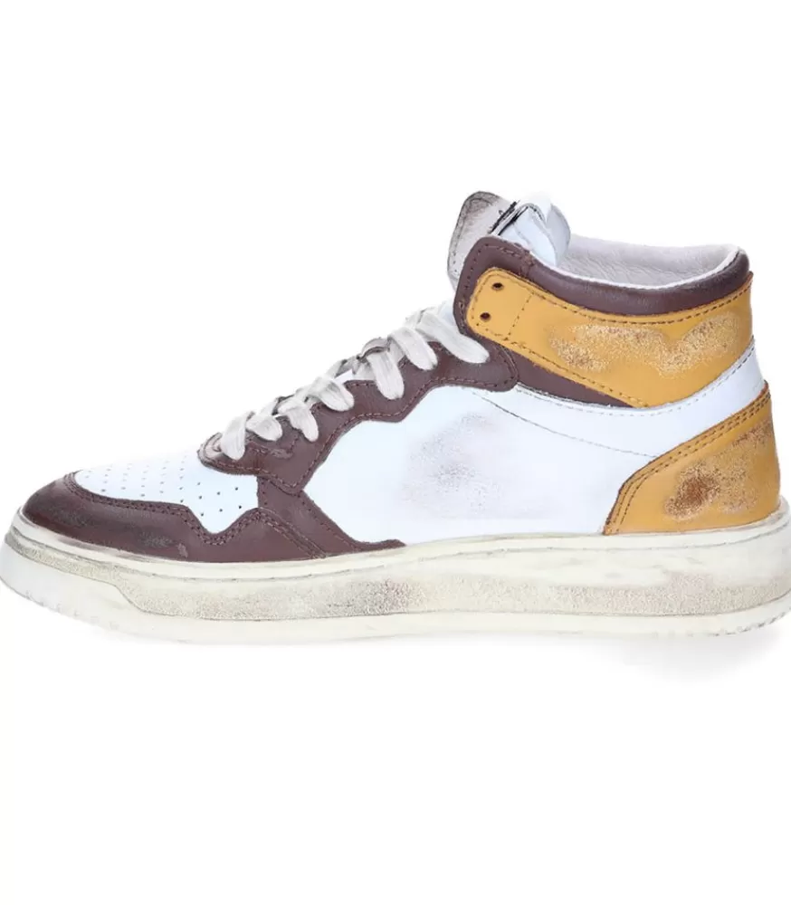 Femme Autry Baskets Super Vintage Mid Cuir White Brown Honey