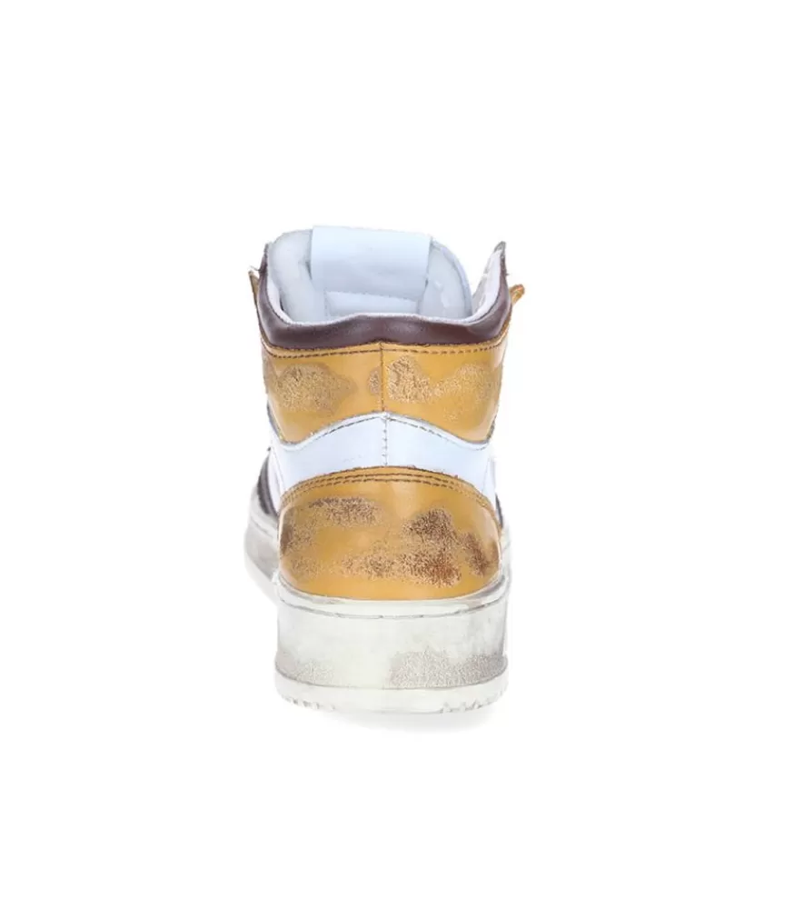Femme Autry Baskets Super Vintage Mid Cuir White Brown Honey