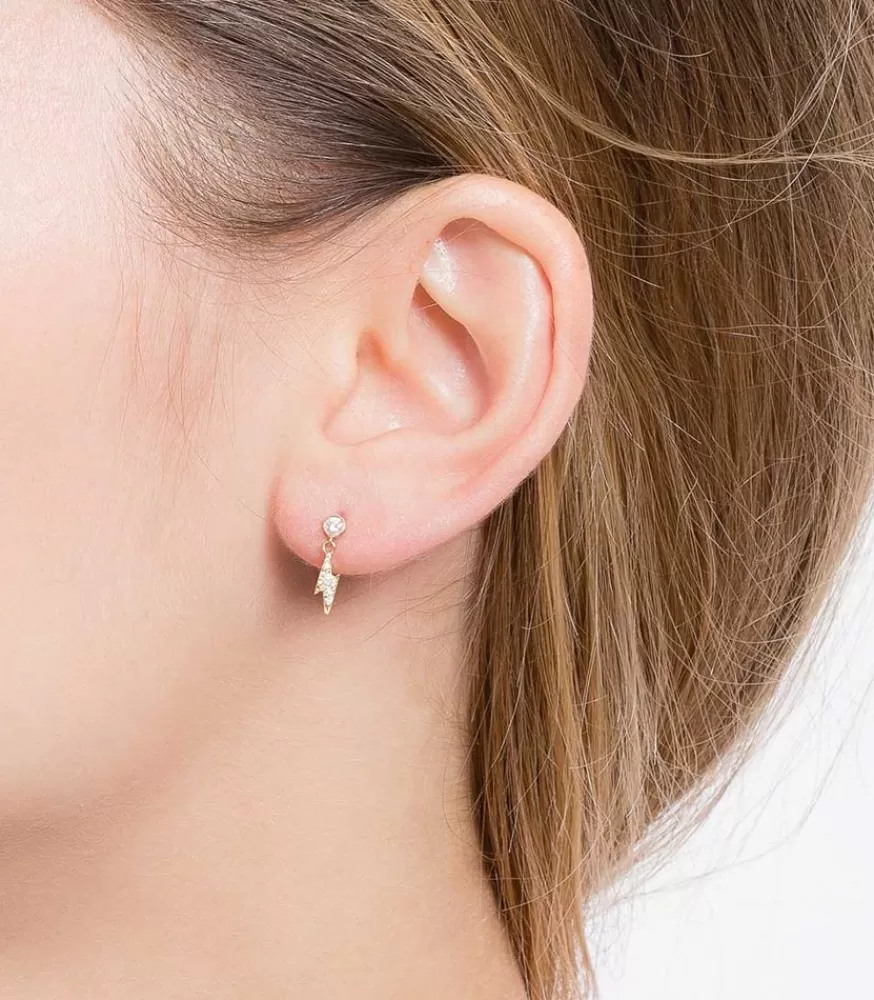 Femme And... Paris Boucle D'Oreille Eclair Or Jaune Et Diamants