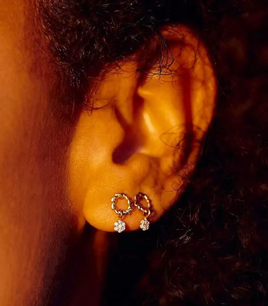 Femme Stone Paris Boucle D'Oreille Puce Dunaway Or Jaune Et Diamants