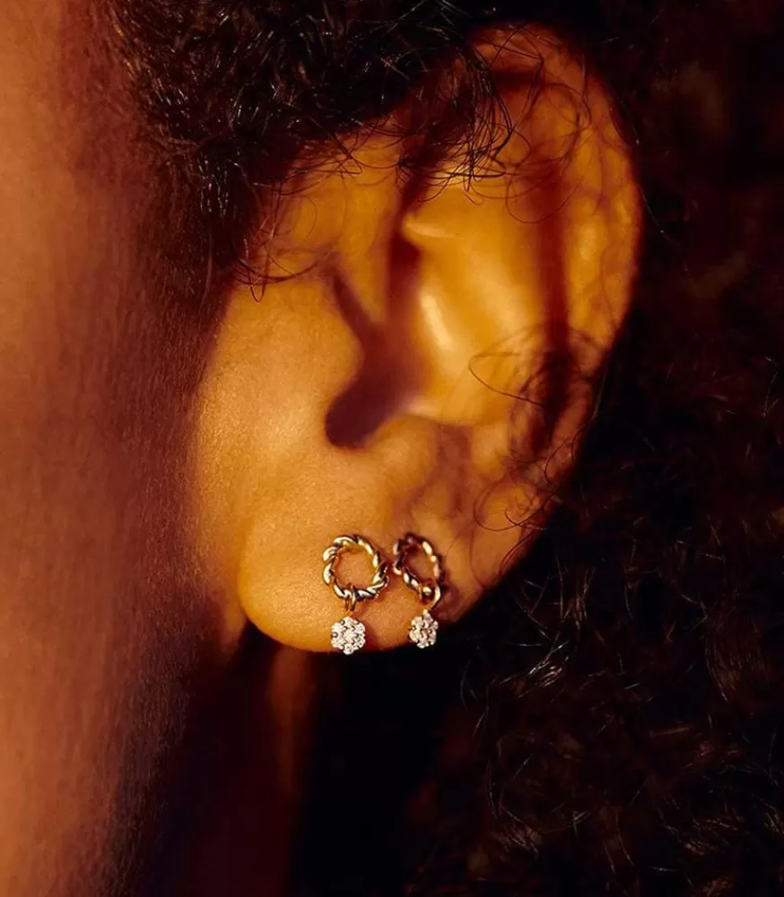 Femme Stone Paris Boucle D'Oreille Puce Dunaway Or Rose Et Diamants