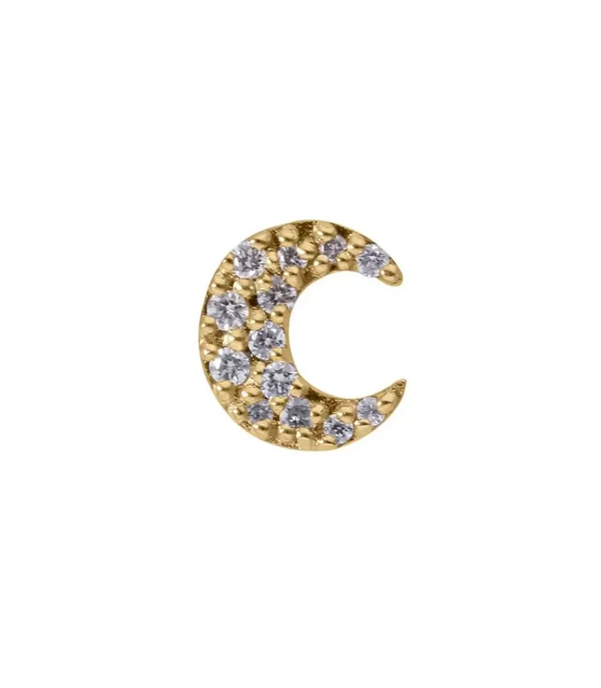 Femme And... Paris Boucle D'Oreille Stud Lune Or Jaune Et Diamants