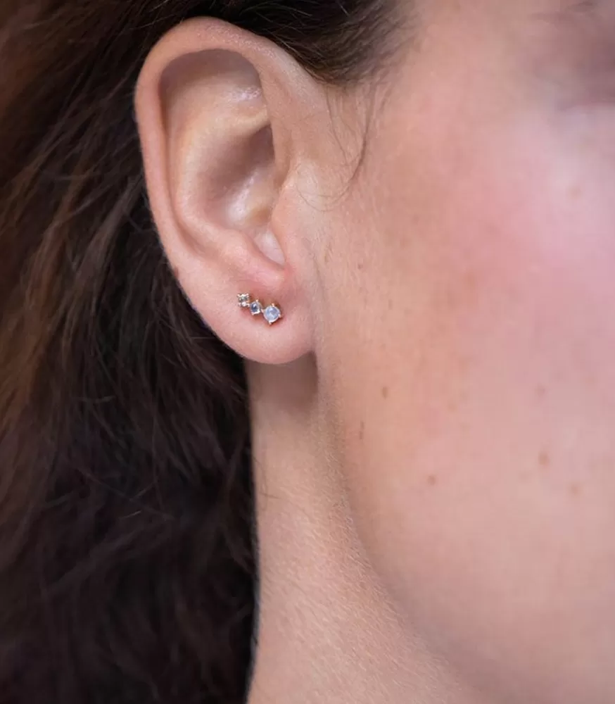 Femme Céline Daoust Boucles D'Oreilles Deux Pierres De Lune Et Un Diamant