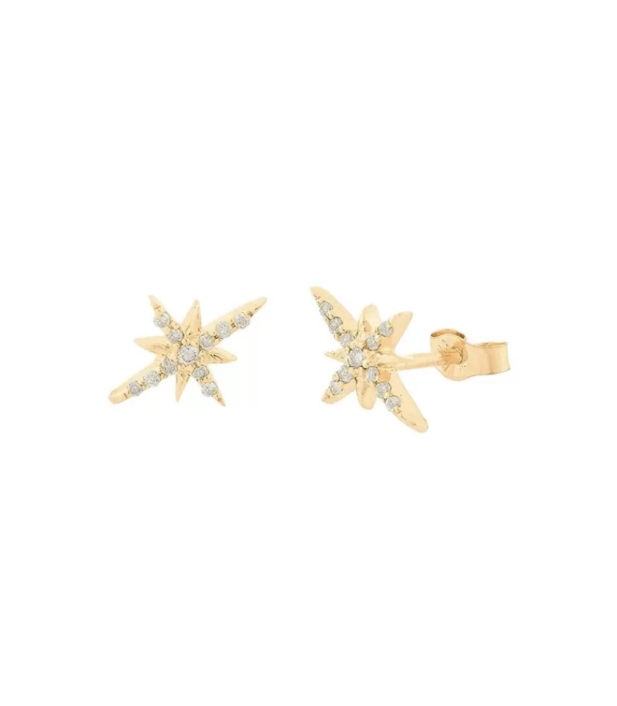 Femme Céline Daoust Boucles D'Oreilles North Star & Diamants Or Jaune