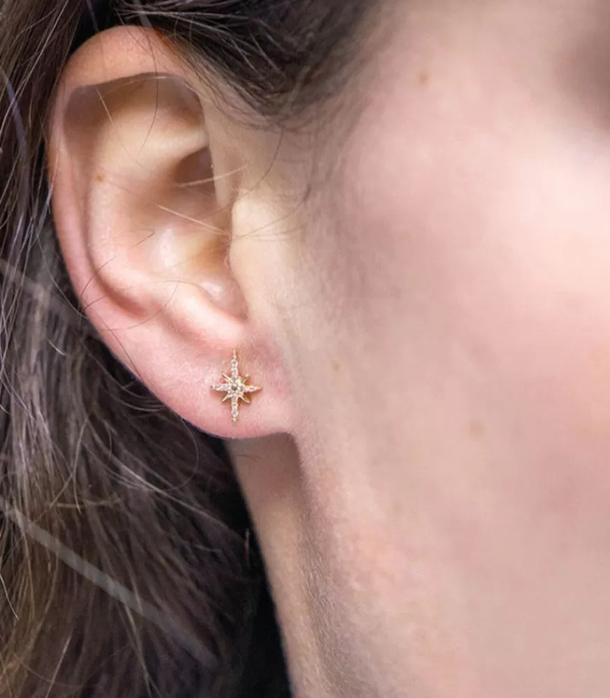 Femme Céline Daoust Boucles D'Oreilles North Star & Diamants Or Jaune