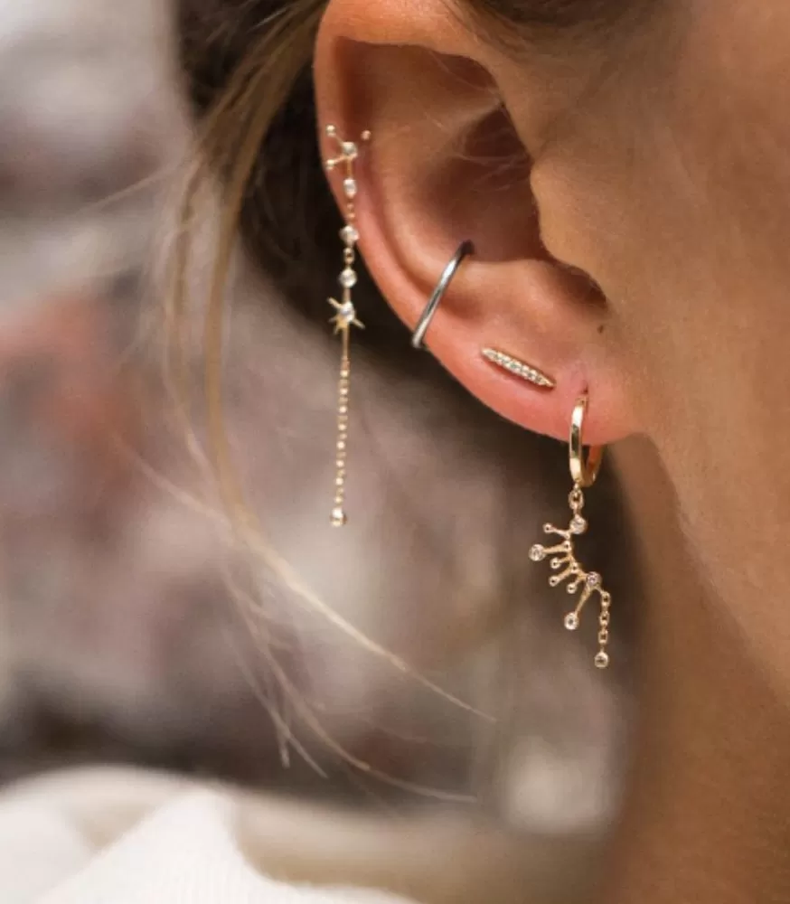 Femme Céline Daoust Boucles D'Oreilles Rayons De Soleil Petits Diamants Et Or