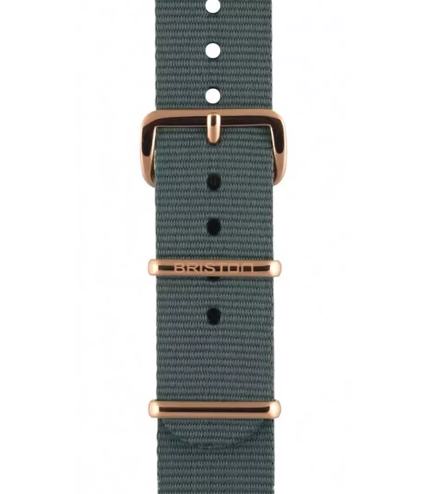 Femme Briston Bracelet De Montre Type Nato Gris, Boucle Or Rose 230Mm - Clubmaster Chic