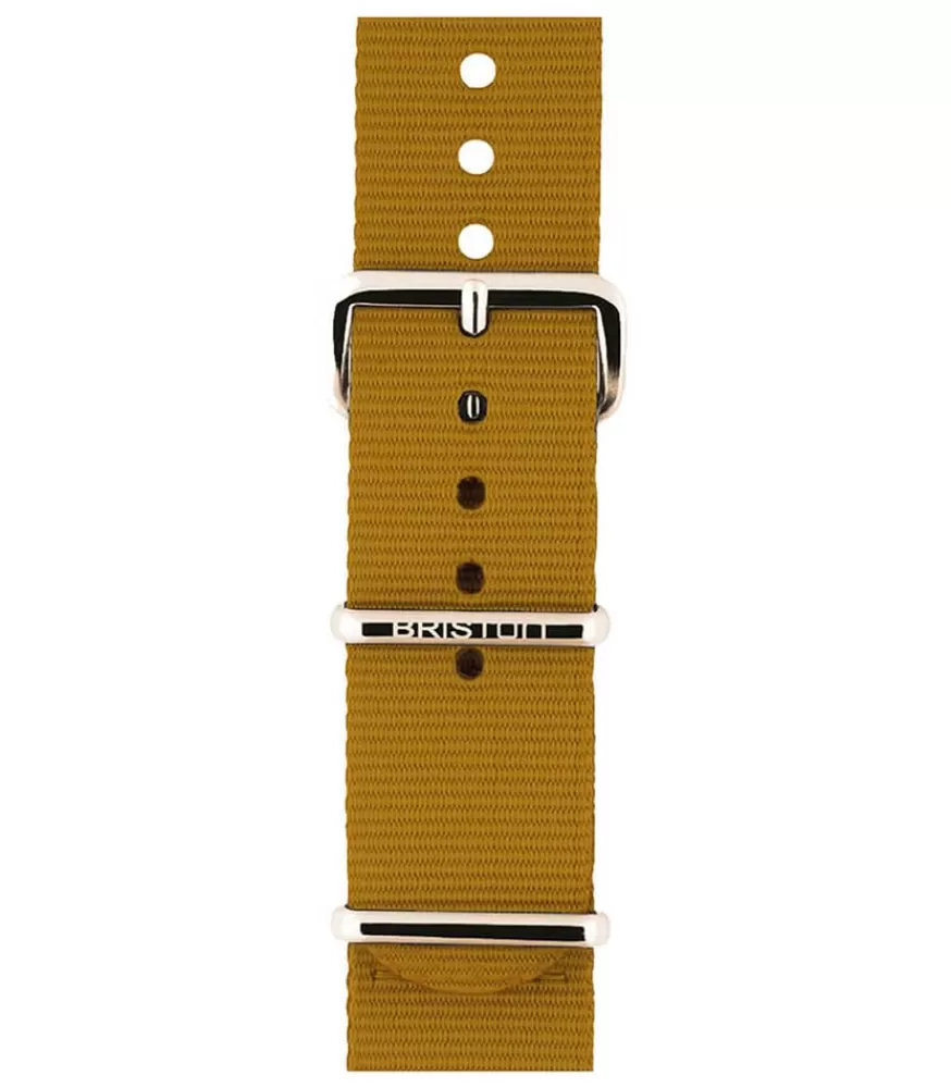 Femme Briston Bracelet De Montre Type Nato Moutarde Et Boucle Or Jaune