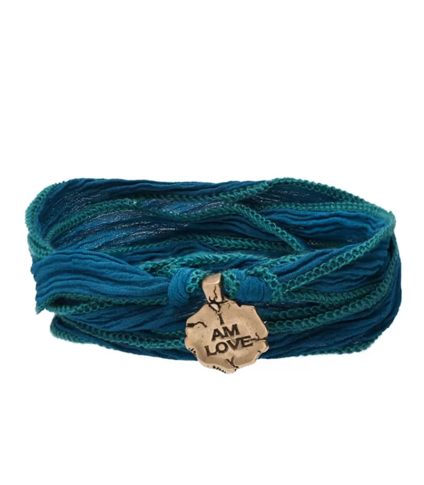 Femme Catherine Michiels Bracelet En Soie A Nouer Et Charm I Am Love En Bronze