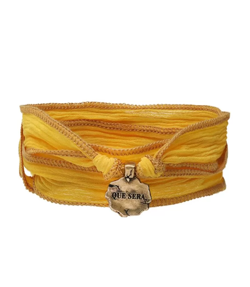 Femme Catherine Michiels Bracelet En Soie A Nouer Et Charm Que Sera En Bronze