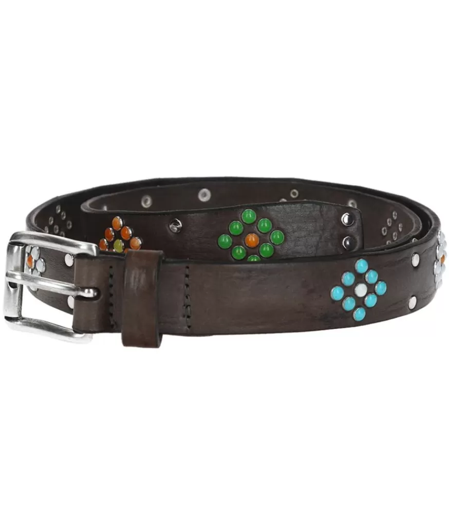 Femme Puntovita & Arsenice Ceinture En Cuir Tamponnee Perles Veleno X Jane De Boy