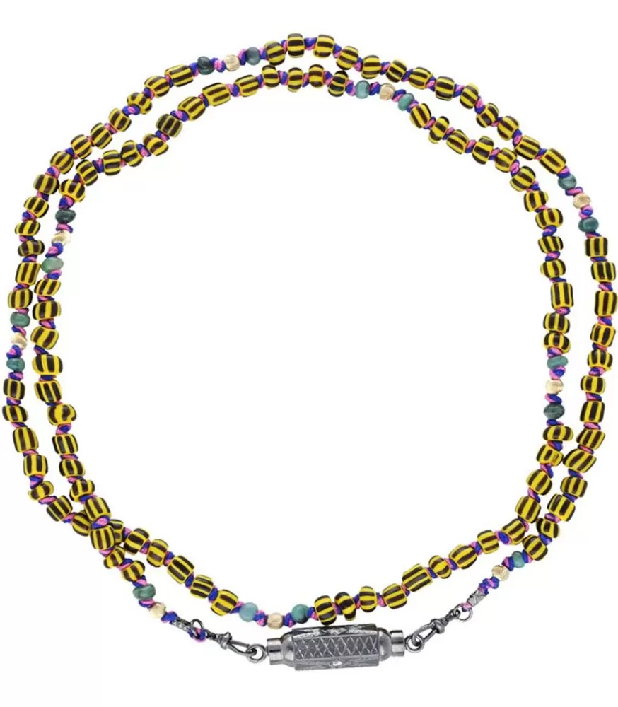 Femme Marie Lichtenberg Collier Baby Locket Diamants Or Noir & Mauli Ghana Jaune & Noir