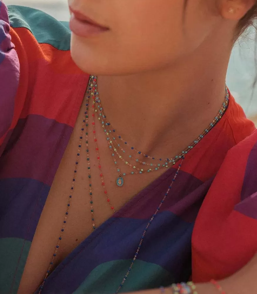 Femme Gigi Clozeau Collier Or Jaune Et Perles De Resine 42 Cm