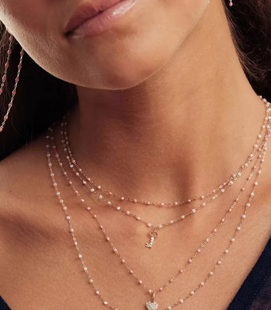 Femme Gigi Clozeau Collier Or Rose Et Perles De Resine 42 Cm