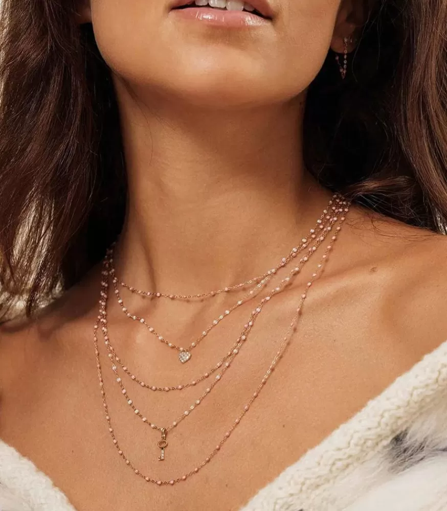 Femme Gigi Clozeau Collier Or Rose Et Perles De Resine 42 Cm