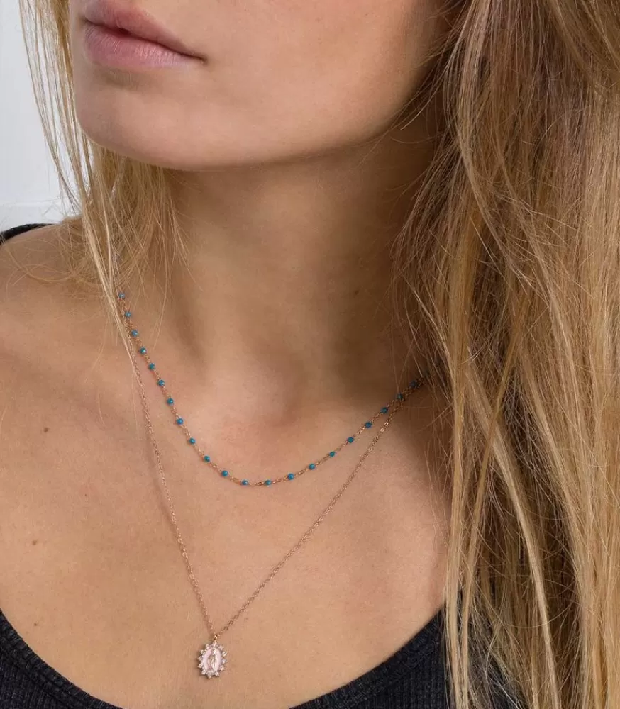 Femme Gigi Clozeau Collier Or Rose Et Perles De Resine 42 Cm
