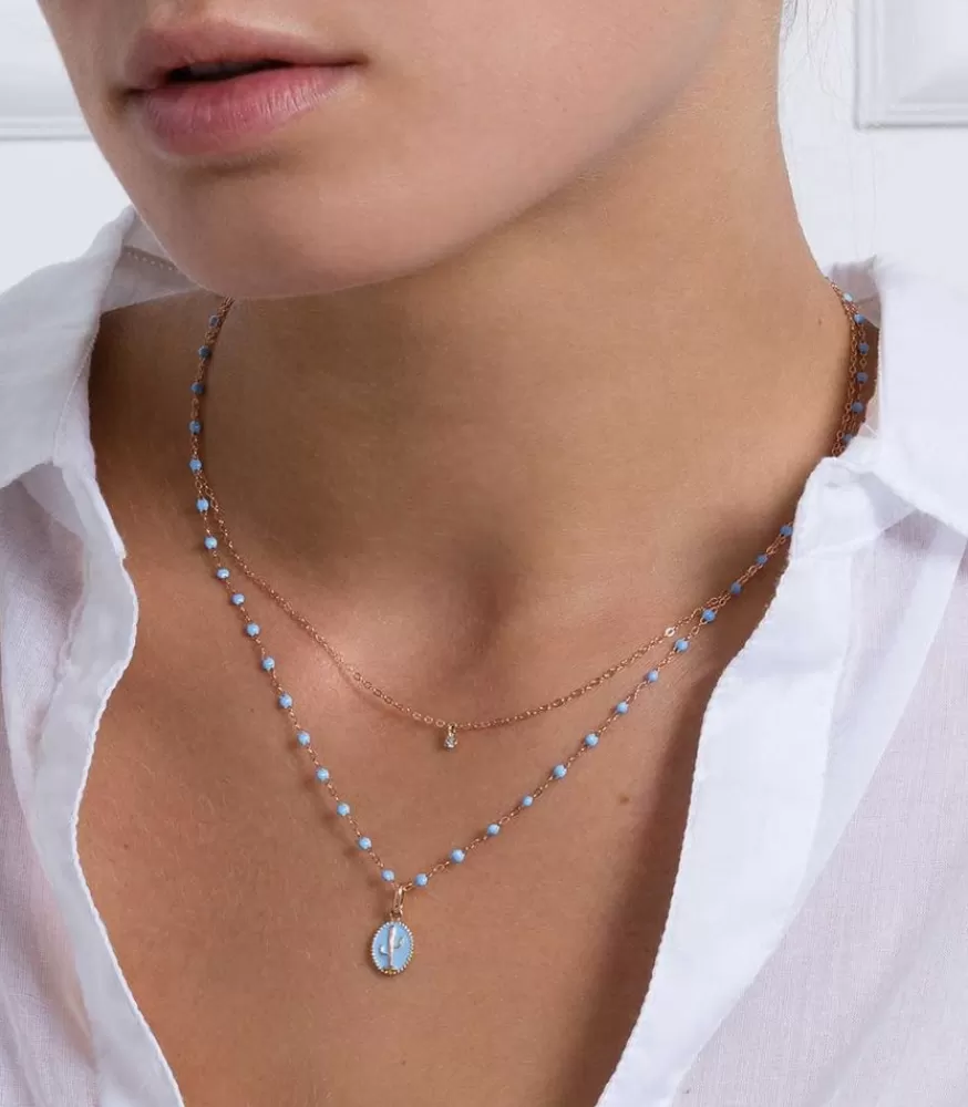 Femme Gigi Clozeau Collier Or Rose Et Perles De Resine 42 Cm
