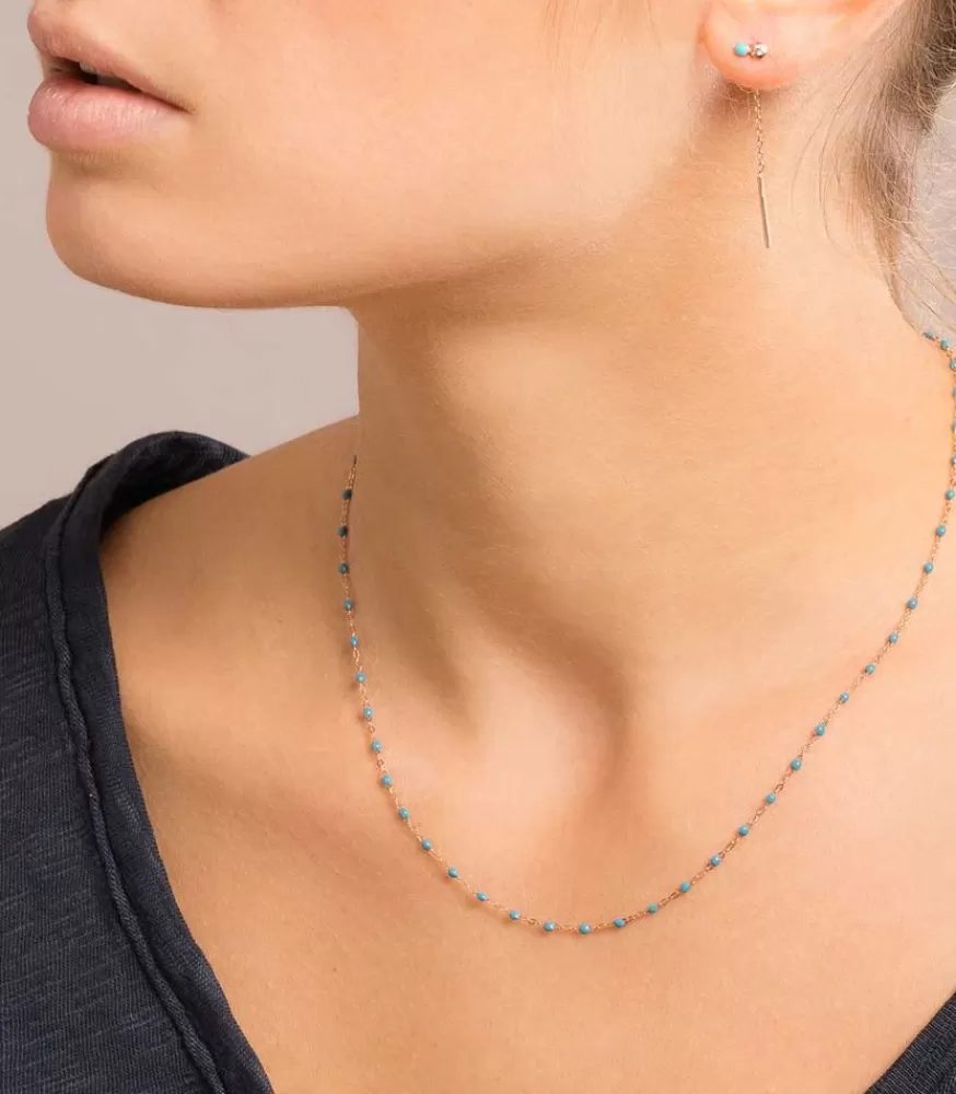 Femme Gigi Clozeau Collier Or Rose Et Perles De Resine 42 Cm