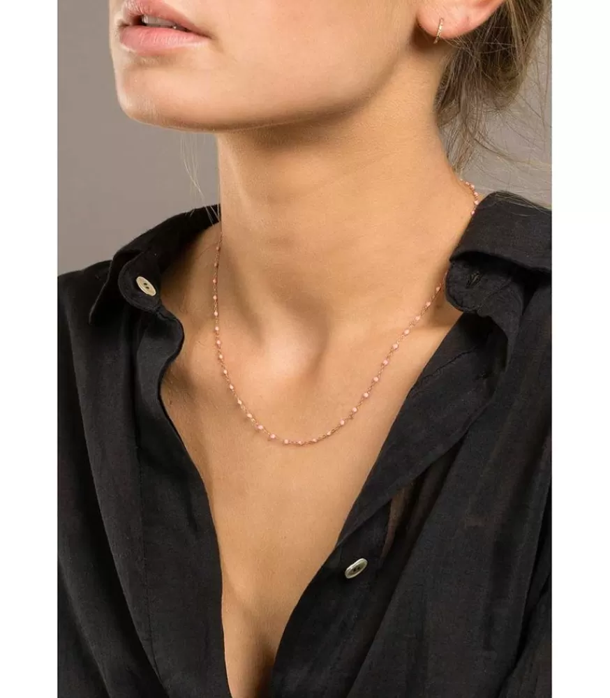 Femme Gigi Clozeau Collier Or Rose Et Perles De Resine 42 Cm