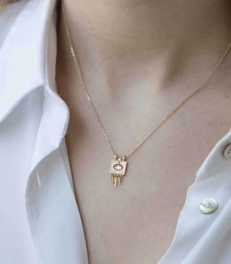 Femme Céline Daoust Collier Rayon De Soleil En Or Et Oeil En Diamant Chaine 45Cm