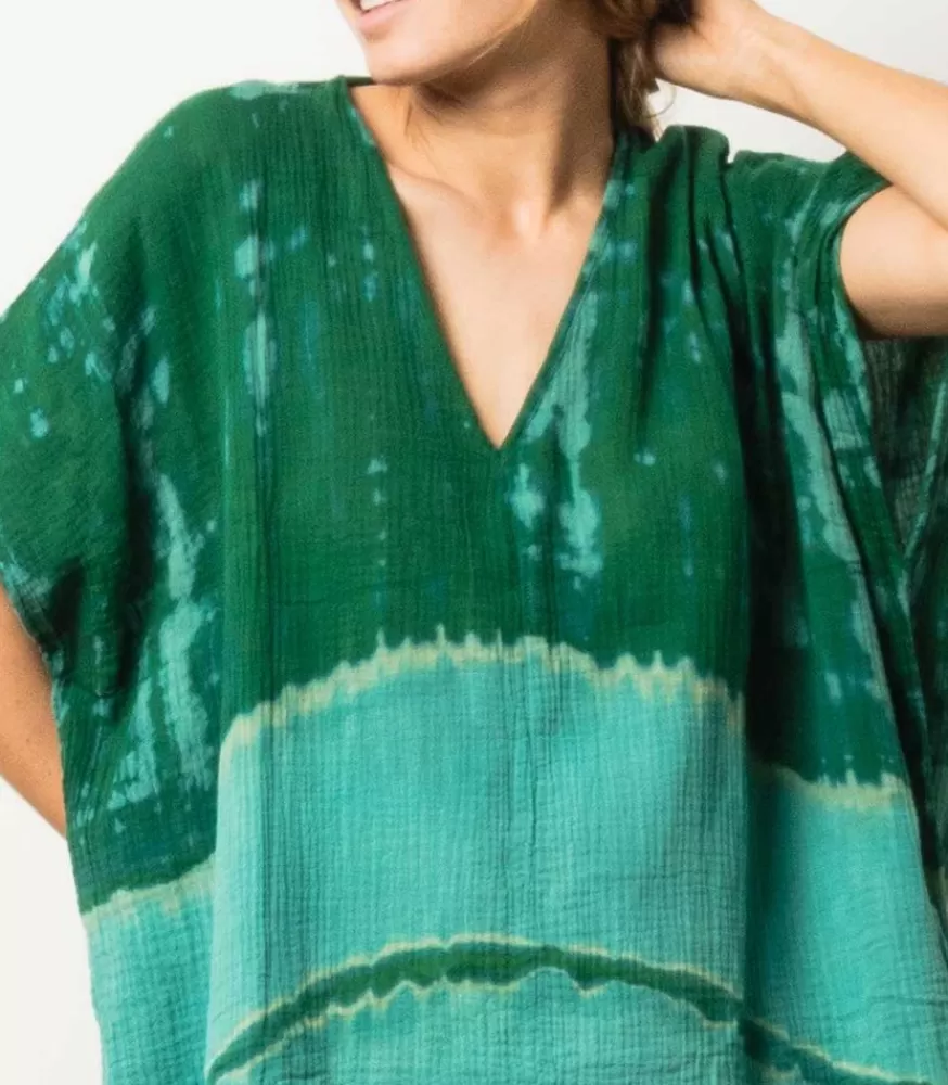 Femme Love and let dye Kaftan Maui Vintage Green