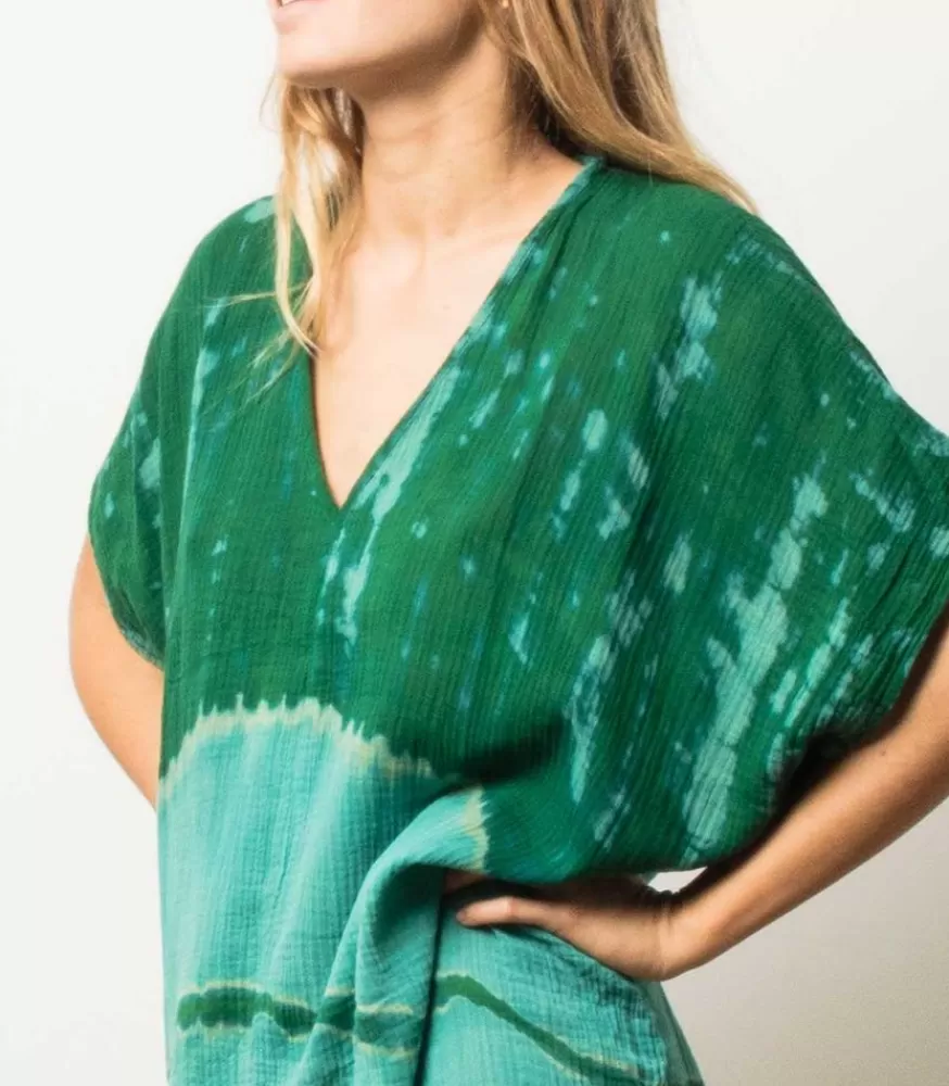 Femme Love and let dye Kaftan Maui Vintage Green