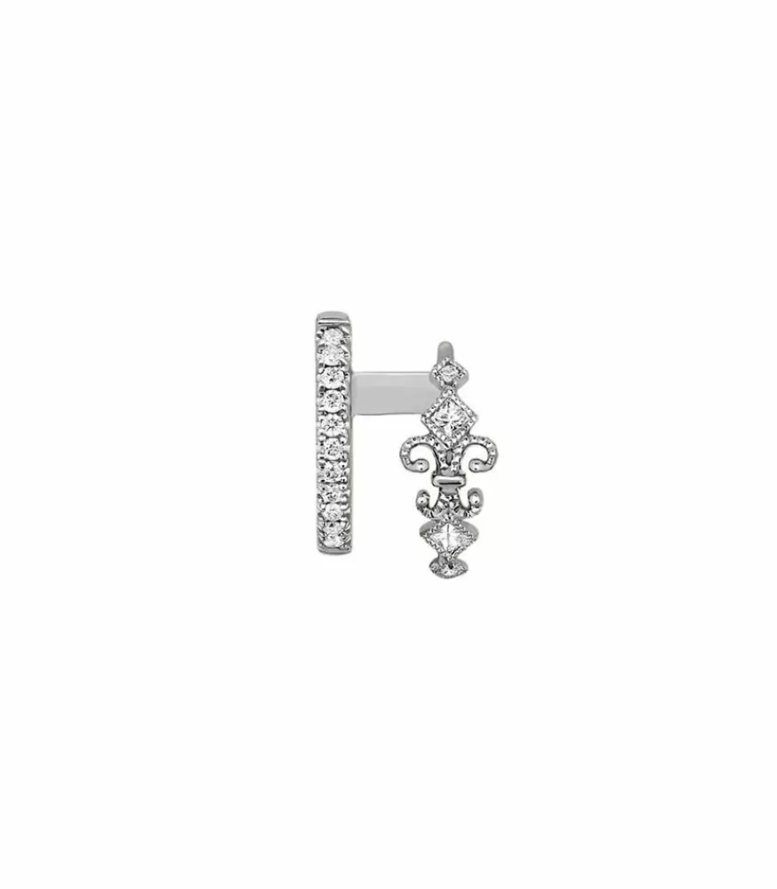 Femme Stone Paris Mini Creole Double Droite Glory Or Noir Et Diamants