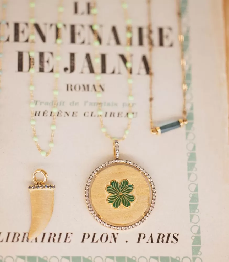 Femme Feidt Paris Pendentif Corne Or Jaune Saphir Gris