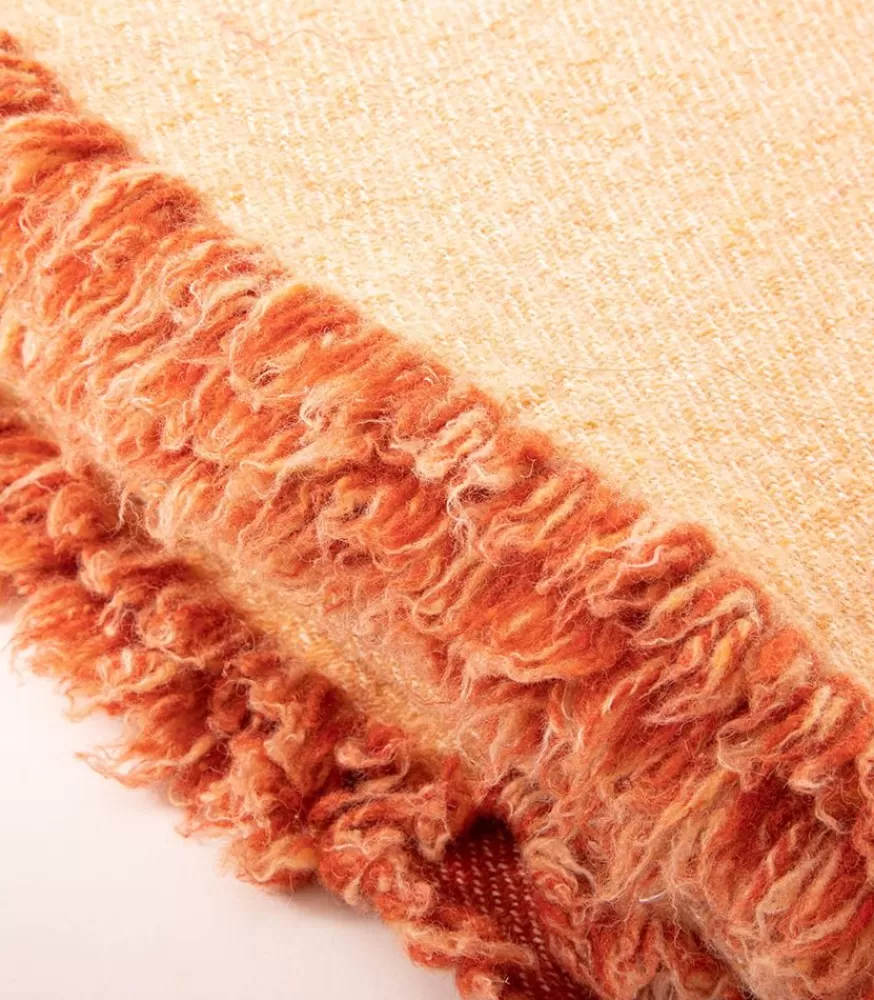 Maison de Vacances Plaid En Laine Vierge Et Coton Laves Henne / Melon 150 X 250 Cm