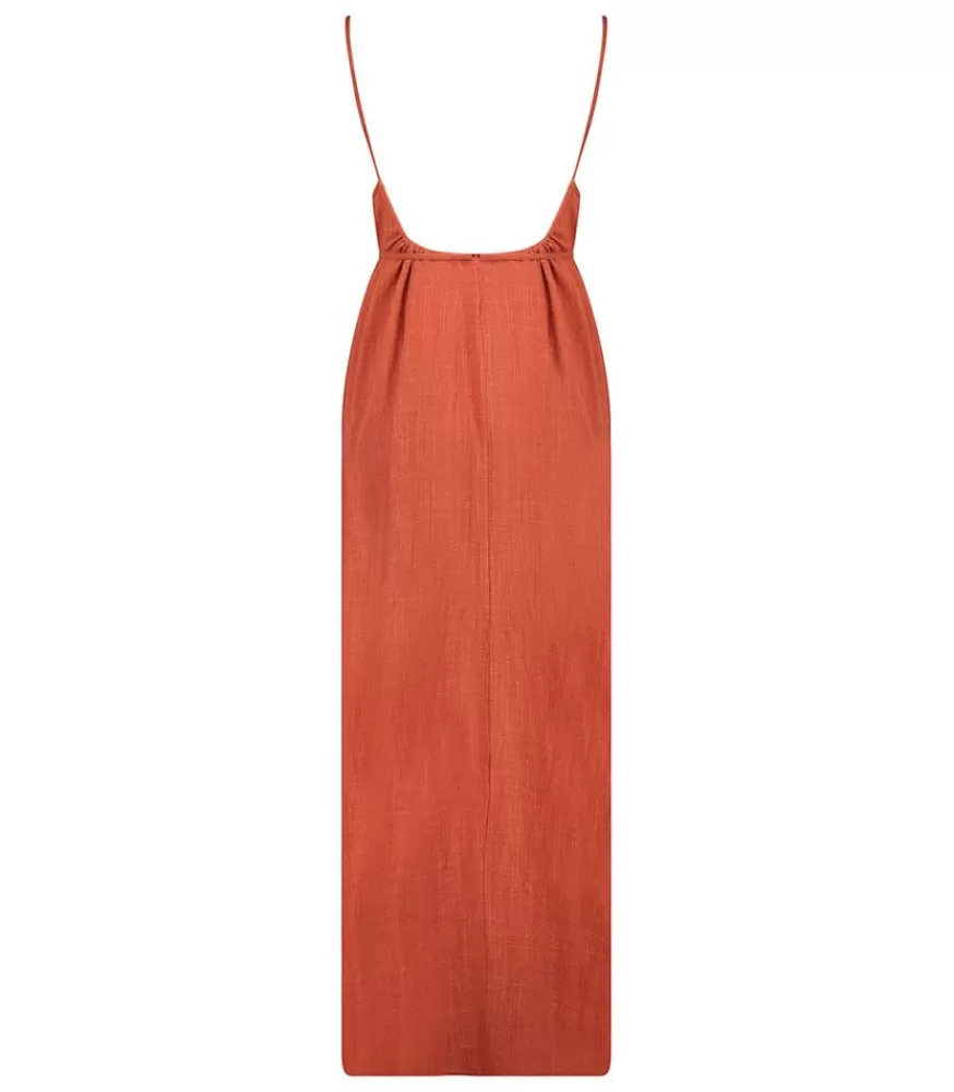 Femme Maison Saint Julien Robe Plissee Palm Beach Terracotta