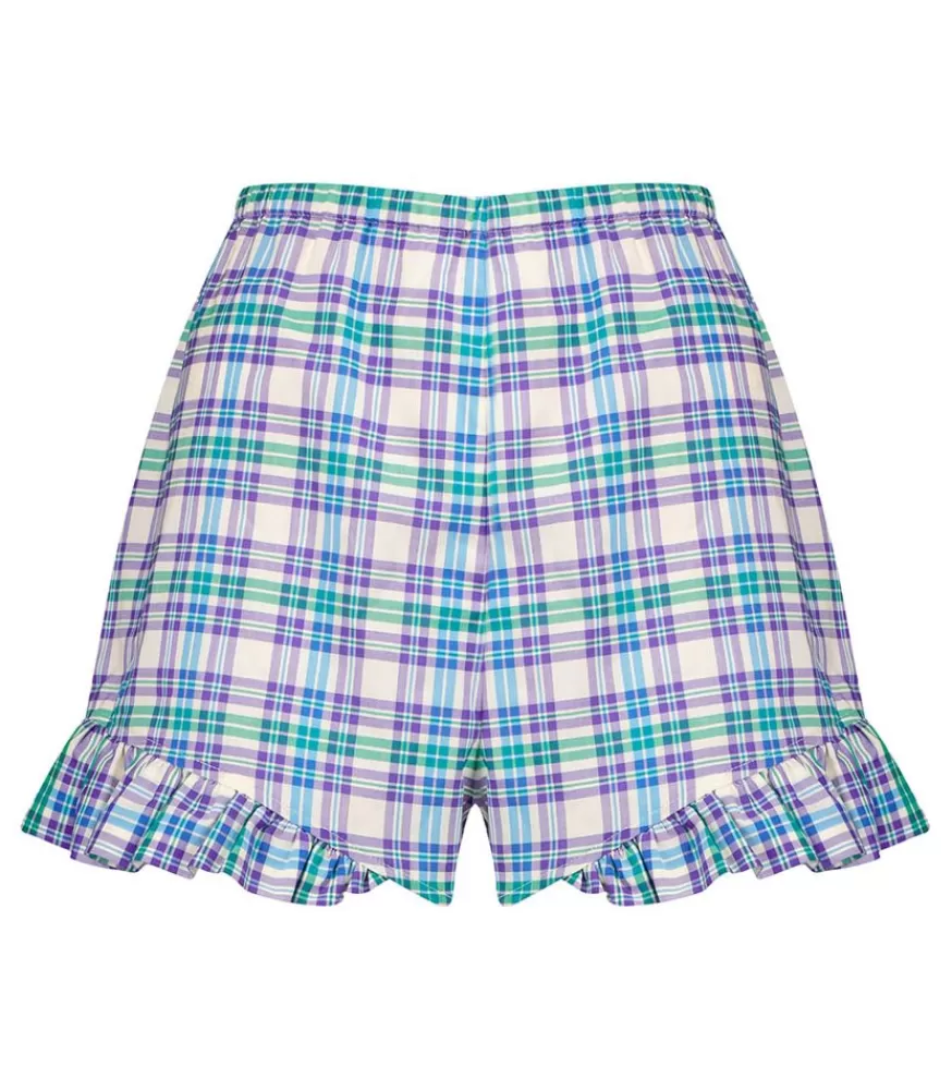 Femme Roseanna Short A Carreaux Rod Western Bleu