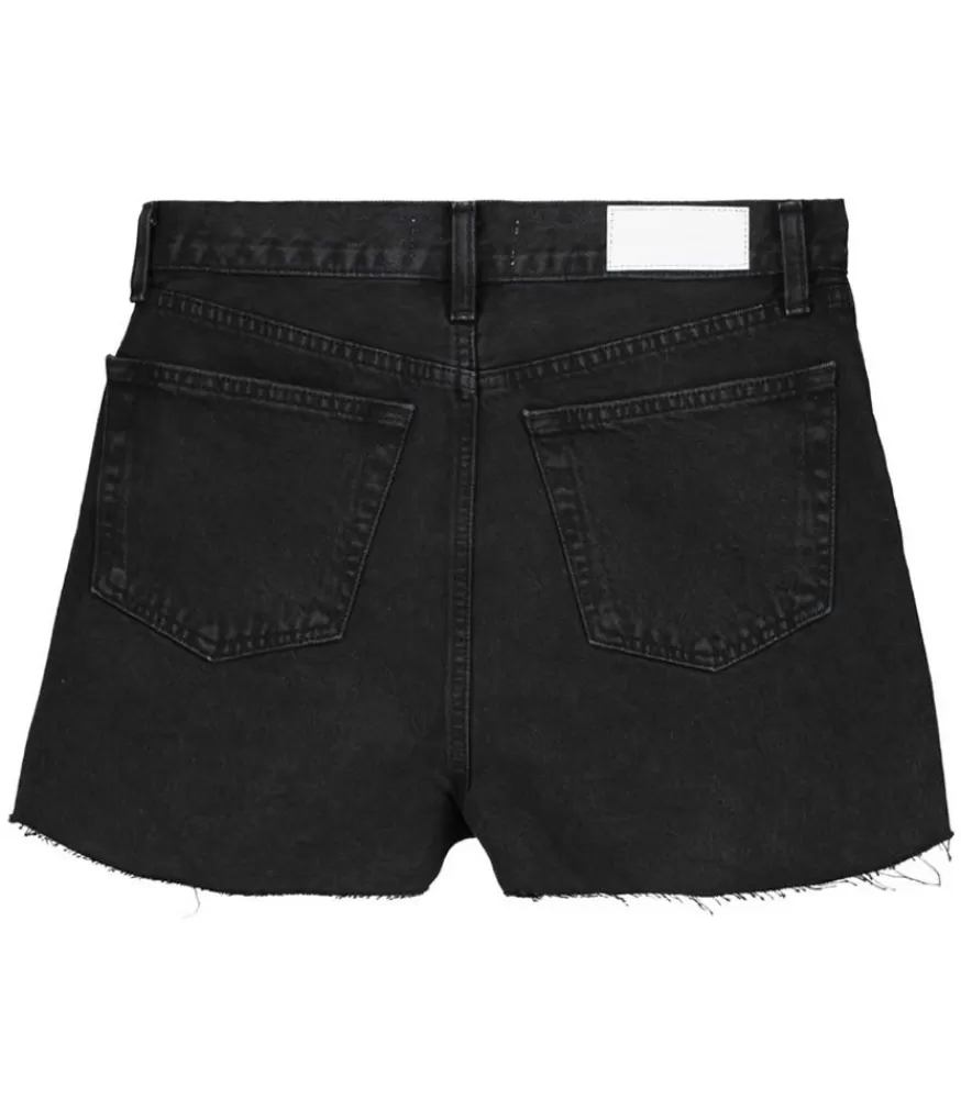 Femme RE/DONE Short A Taille Haute En Denim Noir Surteint