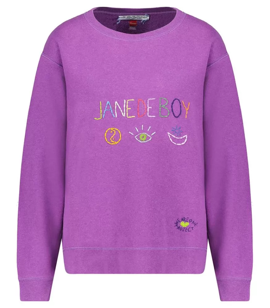 Femme We Are One Project Sweat-Shirt Vintage Brode Jane De Boy Violet Clair